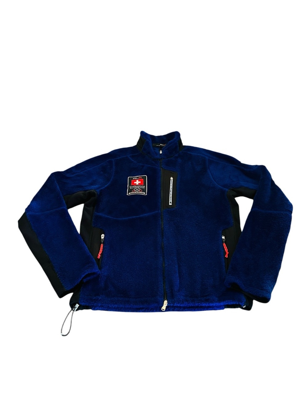 RLX Ralph Lauren Men’s Navy Blue & Black Fleece Racing Jacket SZ Large